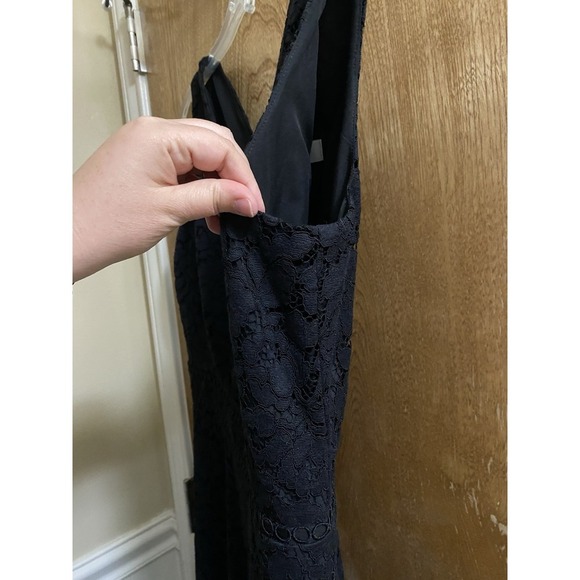 Loft Womens Little Black Dress Sz 14 Lace Fit & Flare Sleeveless Cocktail Party - Picture 6 of 9